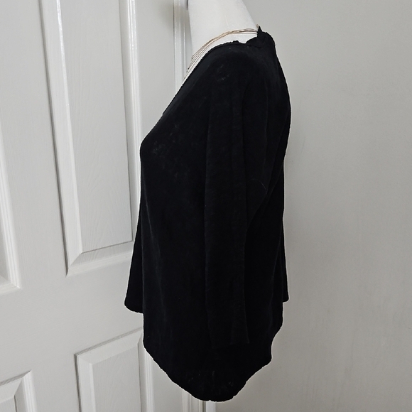 Eileen Fisher Women's Black Organic Linen Cotton Boxy Fit Blouse MP - Picture 4 of 6